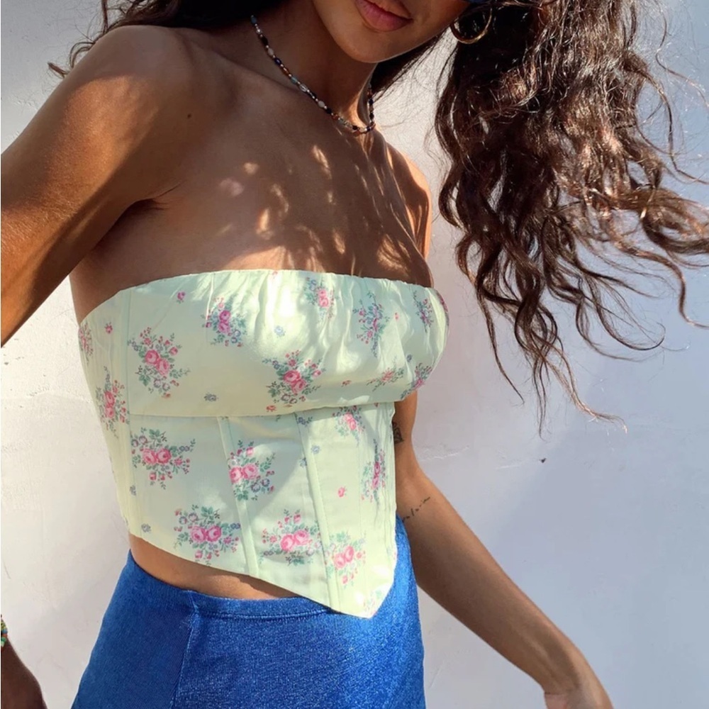 Princess Polly IVY BUSTIER YELLOW FLORAL